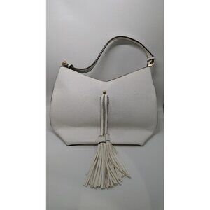 White/Mint Faux-Leather Tassel Purse